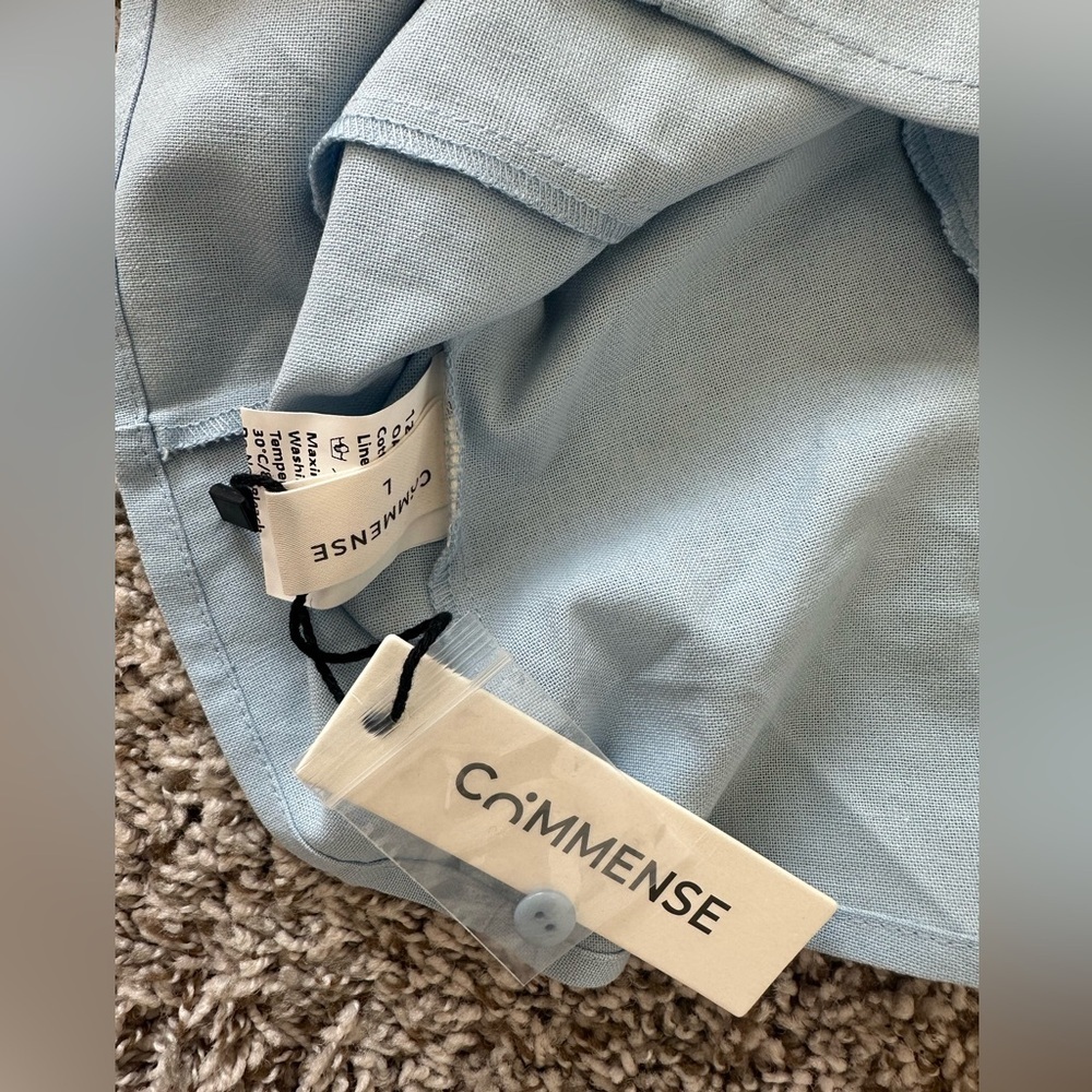 Commense Linen Blend Light Blue Two Piece Set - Picture 9 of 9